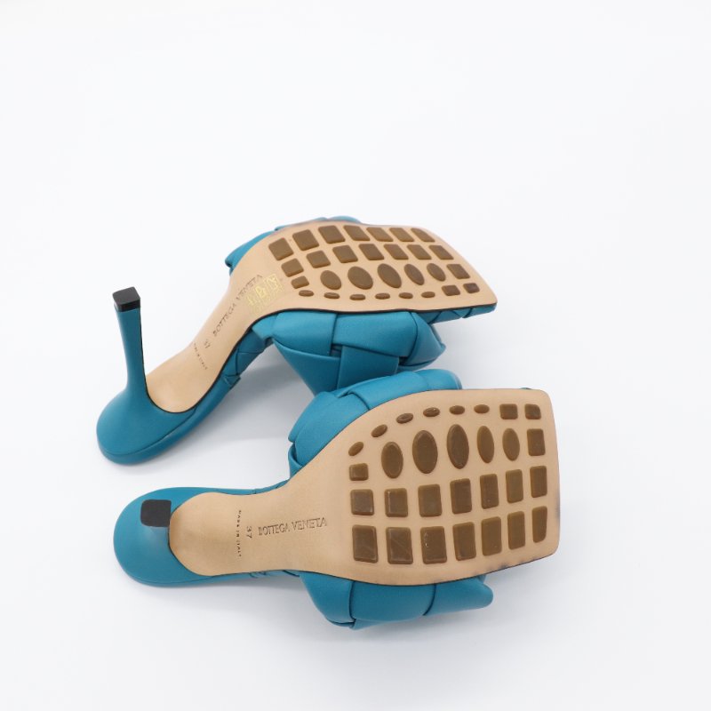 Bottega Veneta 寶緹嘉 Nappa 牛皮編織 復古湖水藍 穆勒涼鞋 EU37-5