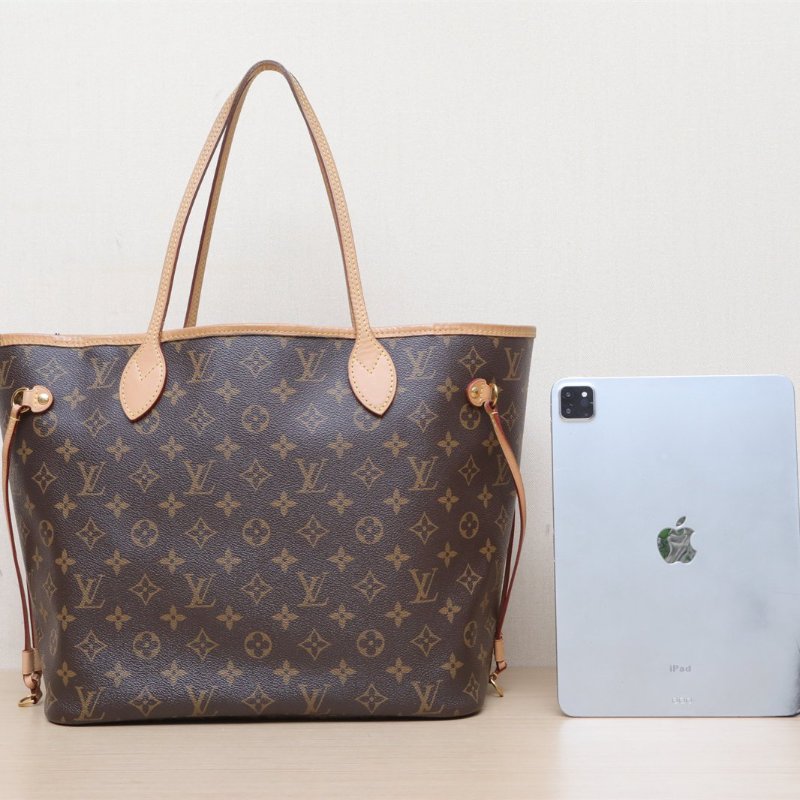 LOUIS VUITTON Neverfull中號31配子袋米色內裏老花PVC金扣2016肩背包-1