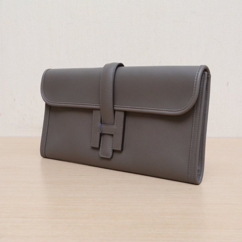 HERMES JigeElan手包298F錫器灰Swift皮D刻無肩背包-5