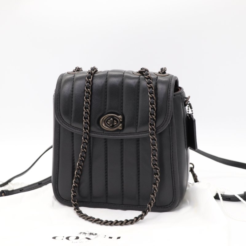 Coach 蔻馳 Madison 18 黑色牛皮 兩用包 小書包 雙肩包 斜挎包-0