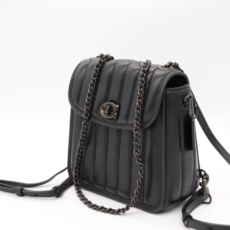 Coach 蔻馳 Madison 18 黑色牛皮 兩用包 小書包 雙肩包 斜挎包-1