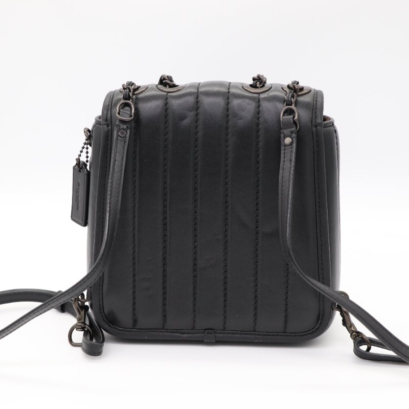 Coach 蔻馳 Madison 18 黑色牛皮 兩用包 小書包 雙肩包 斜挎包-2