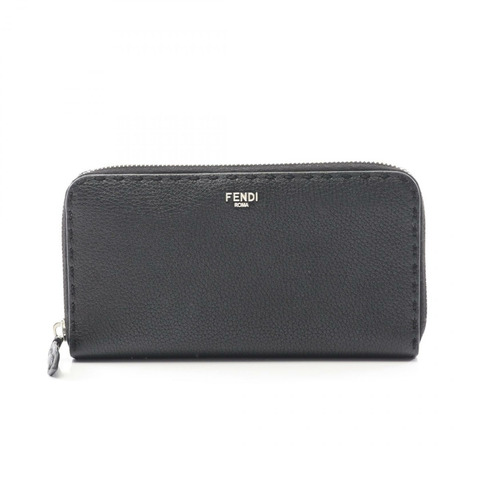 FENDI Selleria Around 拉鍊長錢包 皮夾 皮革 黑色 二手 男女通用