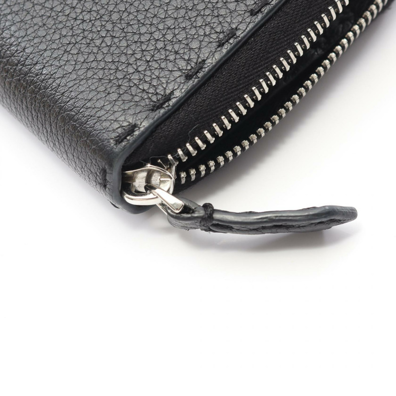 FENDI Selleria Around 拉鍊長錢包 皮夾 皮革 黑色 二手 男女通用-4
