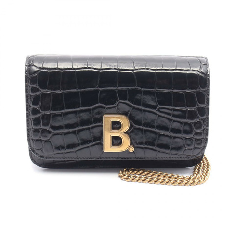 BALENCIAGA B 點鏈單肩斜背包 593615 漆皮黑色二手
