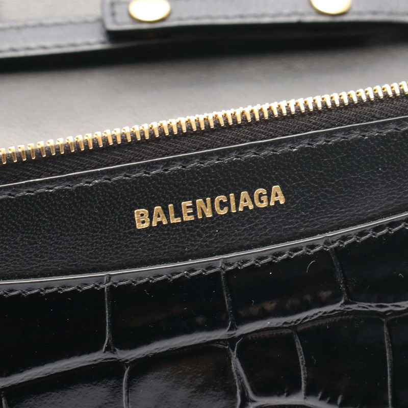 BALENCIAGA B 點鏈單肩斜背包 593615 漆皮黑色二手-3