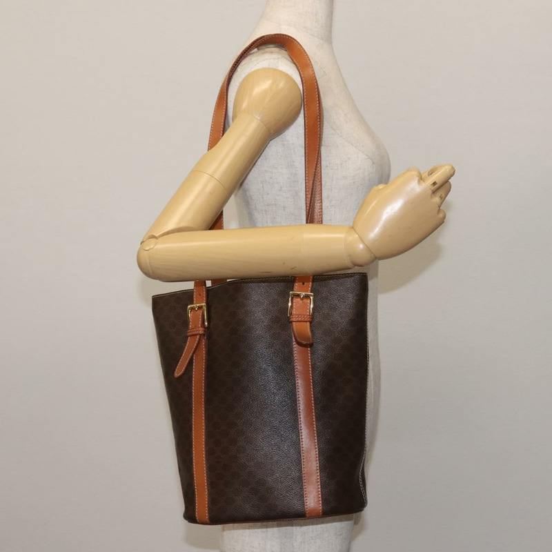 【日本直送】CELINE Macadam 帆布托特包 PVC 皮革棕金色正品 144276-22