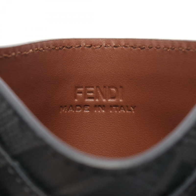 FENDI FF 方形卡夾 7M0164 皮革 棕色 黑色 全新 男式-3