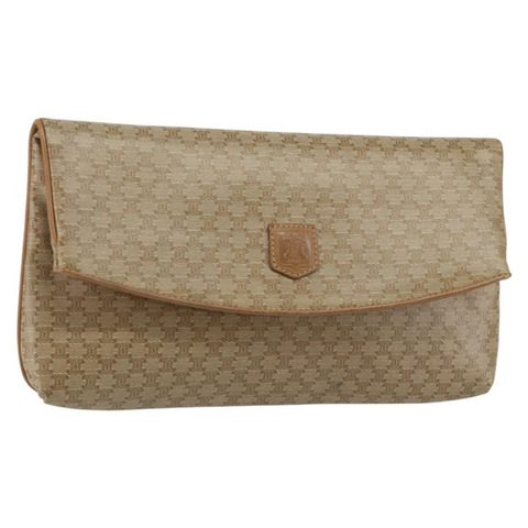 CELINE Macadam 帆布手拿包 PVC 米金色正品 gh759