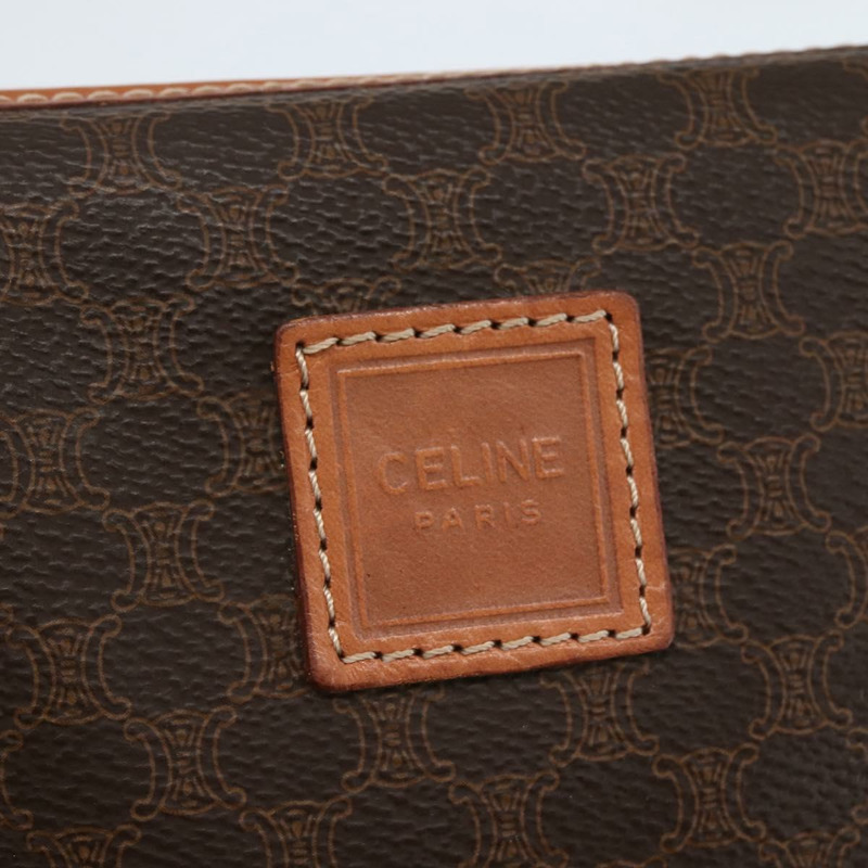 【日本直送】CELINE Macadam 帆布手拿包 PVC 皮革 棕金色 正品 144934-8