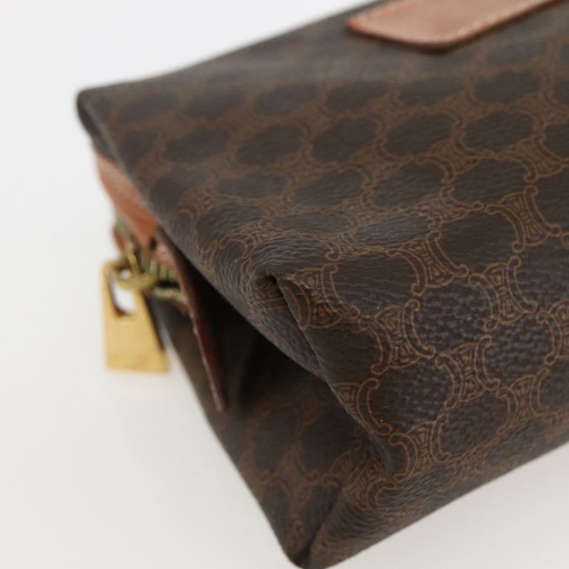 【日本直送】CELINE Macadam 帆布手拿包 PVC 皮革 棕金色 正品 144934-13