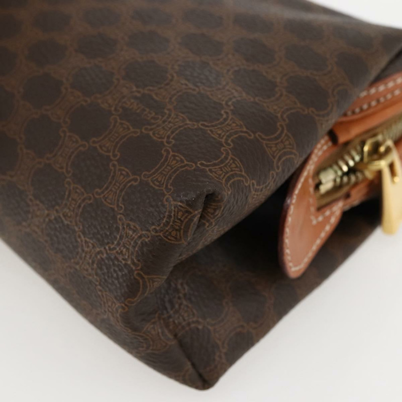 【日本直送】CELINE Macadam 帆布手拿包 PVC 皮革 棕金色 正品 144934-14