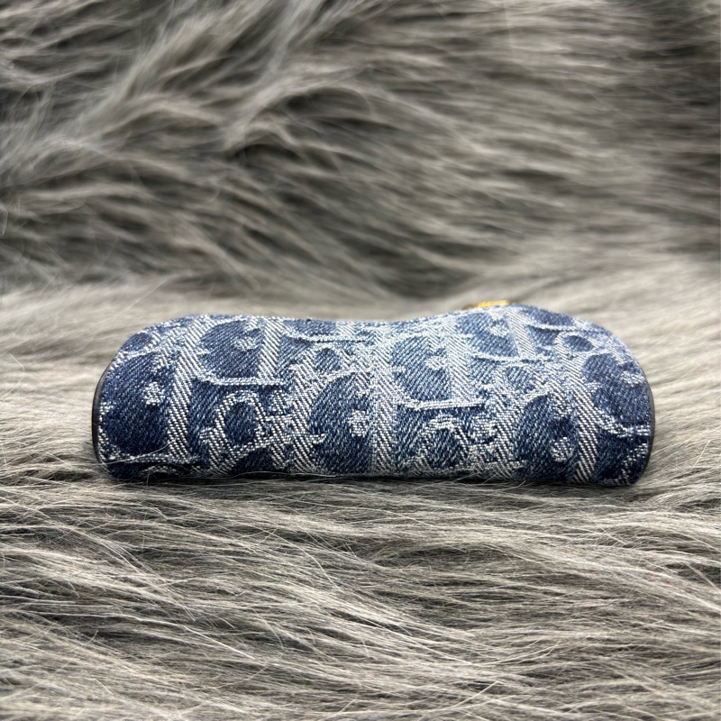 DIOR S5611 藍緹花 金釦SADDLE BLOOM 卡夾 零錢包-9