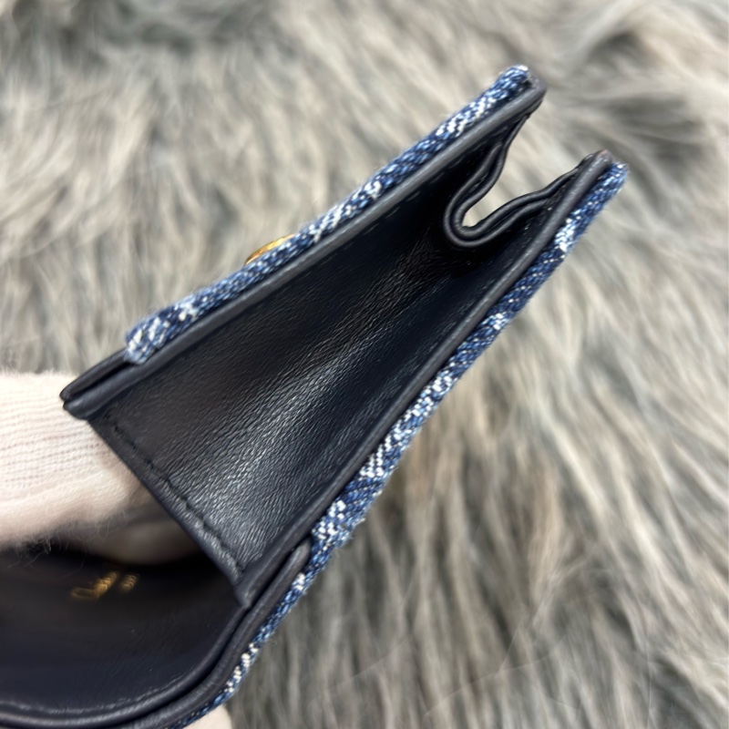 DIOR S5611 藍緹花 金釦SADDLE BLOOM 卡夾 零錢包-19