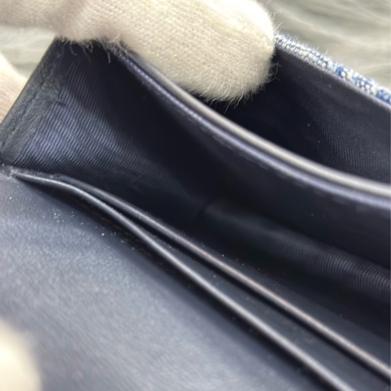 DIOR S5611 藍緹花 金釦SADDLE BLOOM 卡夾 零錢包-22