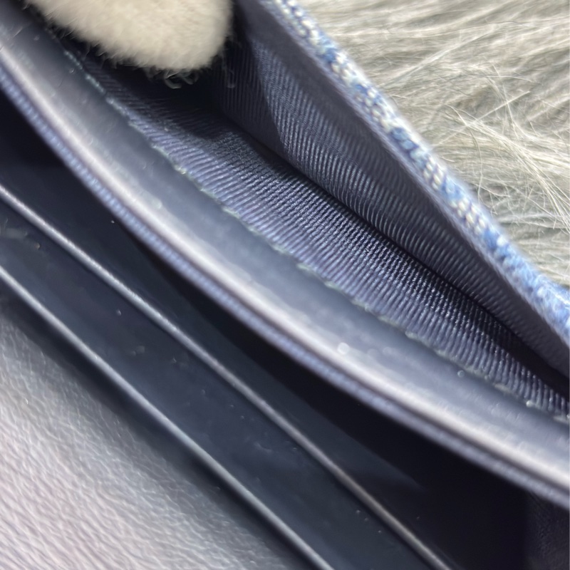 DIOR S5611 藍緹花 金釦SADDLE BLOOM 卡夾 零錢包-23
