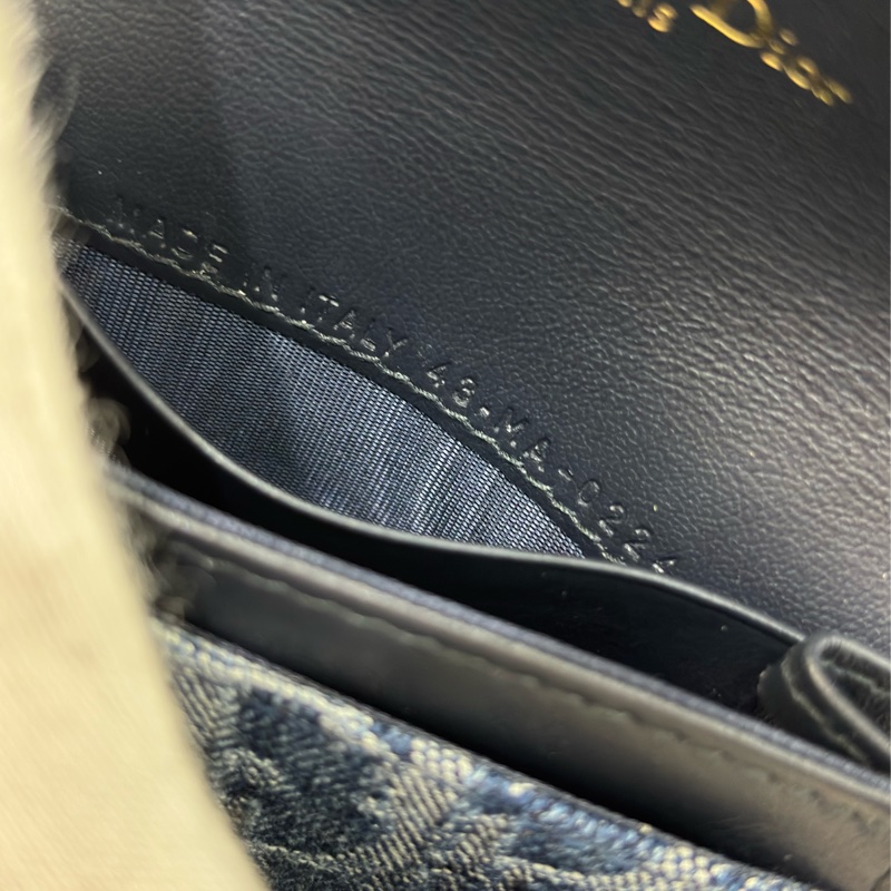 DIOR S5611 藍緹花 金釦SADDLE BLOOM 卡夾 零錢包-26