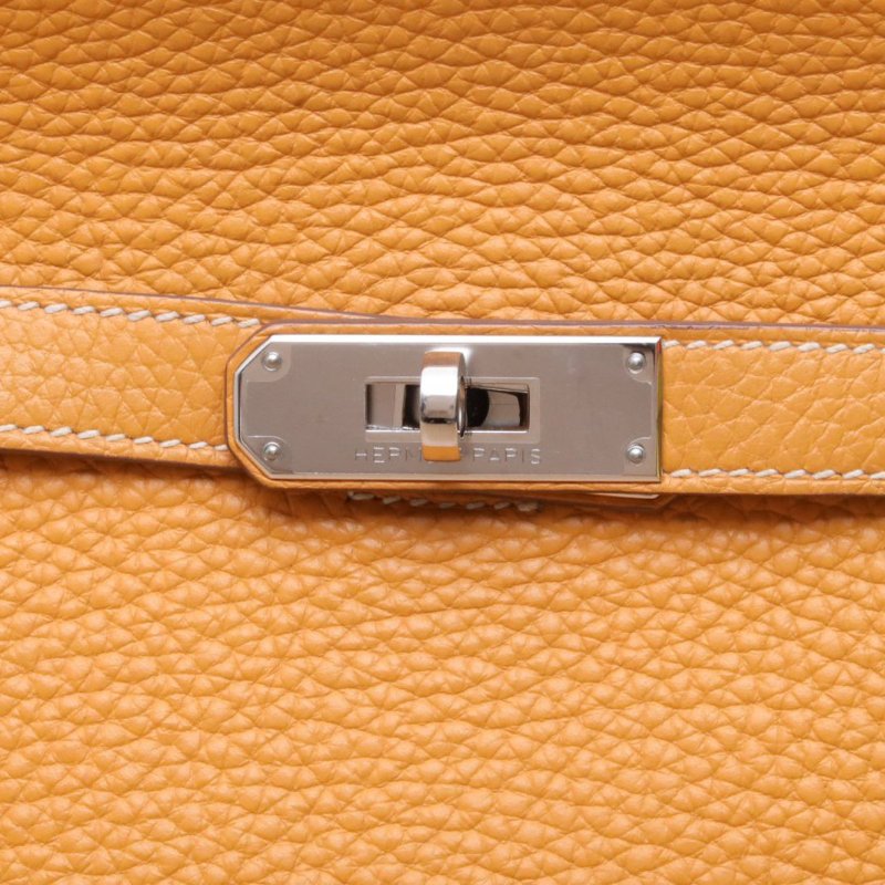 HERMES 吉普賽Jypsiere289V太陽黃TC皮框P銀扣肩背包-4
