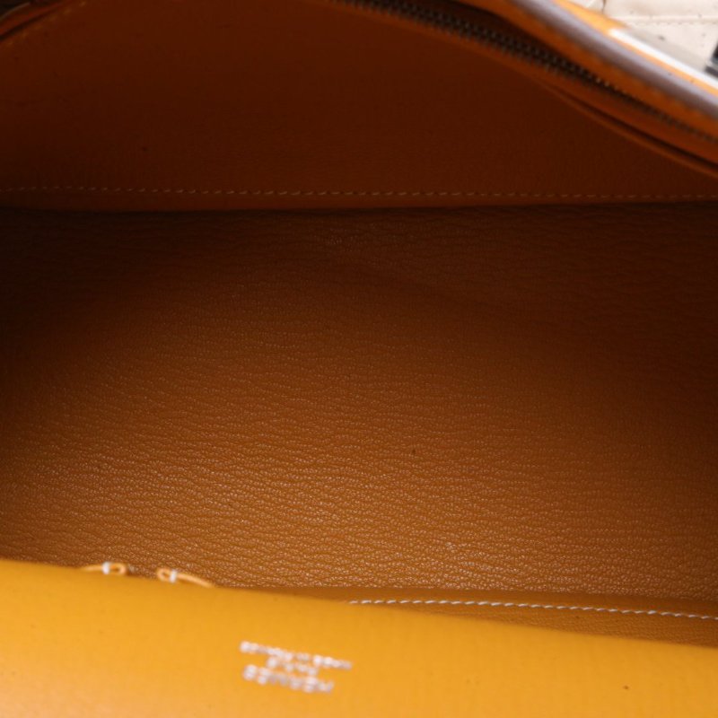 HERMES 吉普賽Jypsiere289V太陽黃TC皮框P銀扣肩背包-5