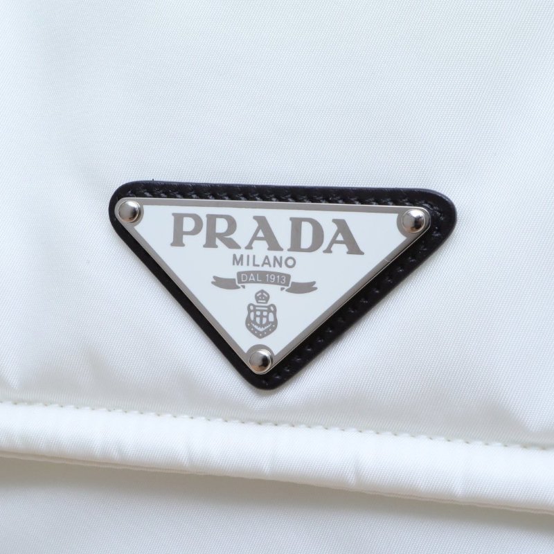 PRADA Re-NylonCINI郵差包大號白色尼龍肩背包-4