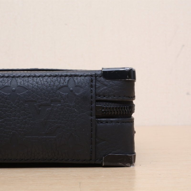 LOUIS VUITTON HandleSoftTrunk手提盒子包黑色牛皮晶片老花壓紋肩背包-3