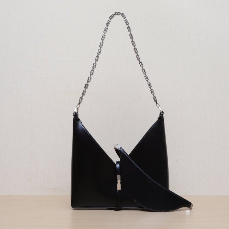 GIVENCHY CUT-OUT小號27黑色牛皮銀扣肩背包-0