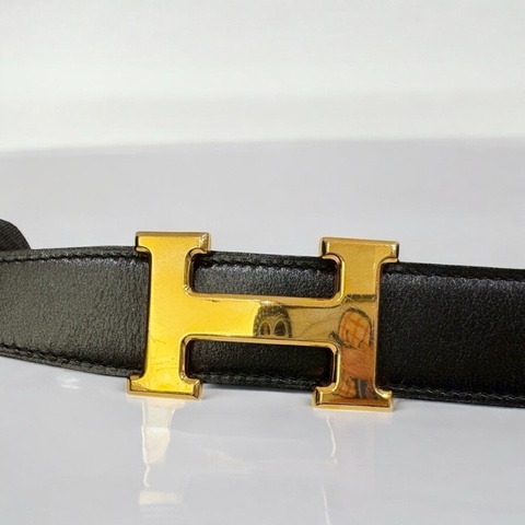 Hermes Bush H 金釦黑拚藍雙面皮帶