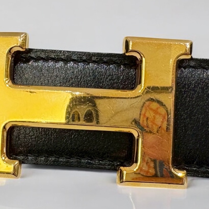 Hermes Bush H 金釦黑拚藍雙面皮帶-5
