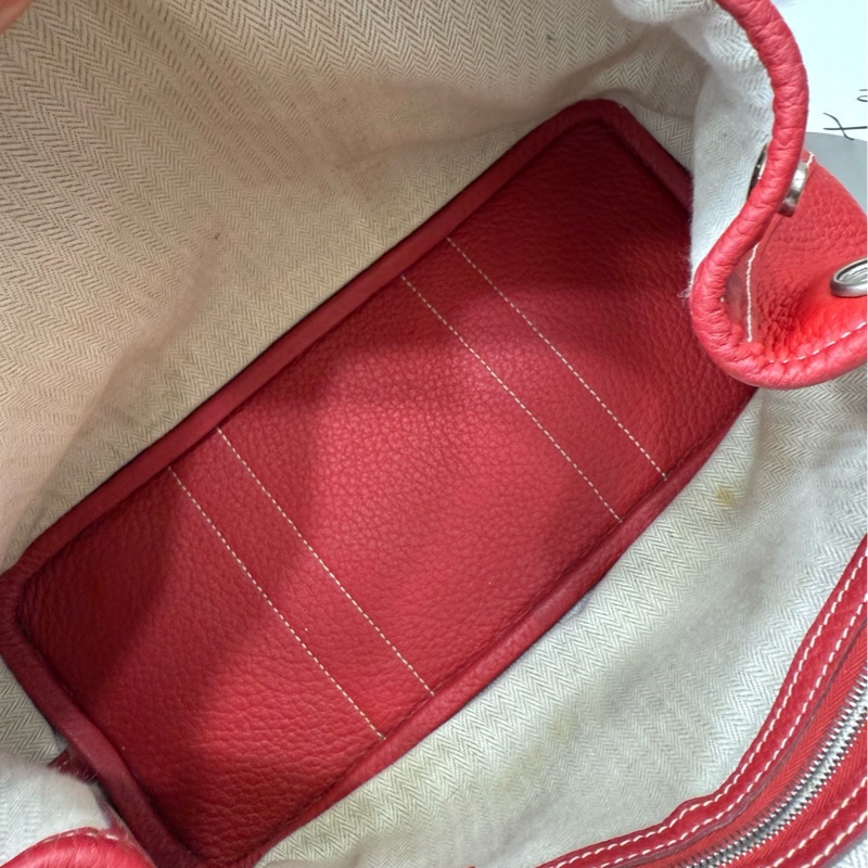 Hermes 红底白线花园30 全皮-1