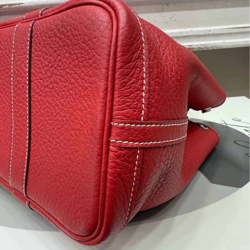 Hermes 红底白线花园30 全皮-5