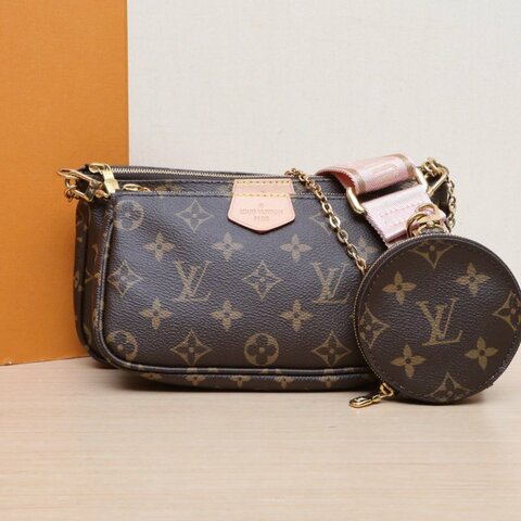 LOUIS VUITTON MultiPochetteAccessoires五合一粉肩帶老花PVC2020肩背包