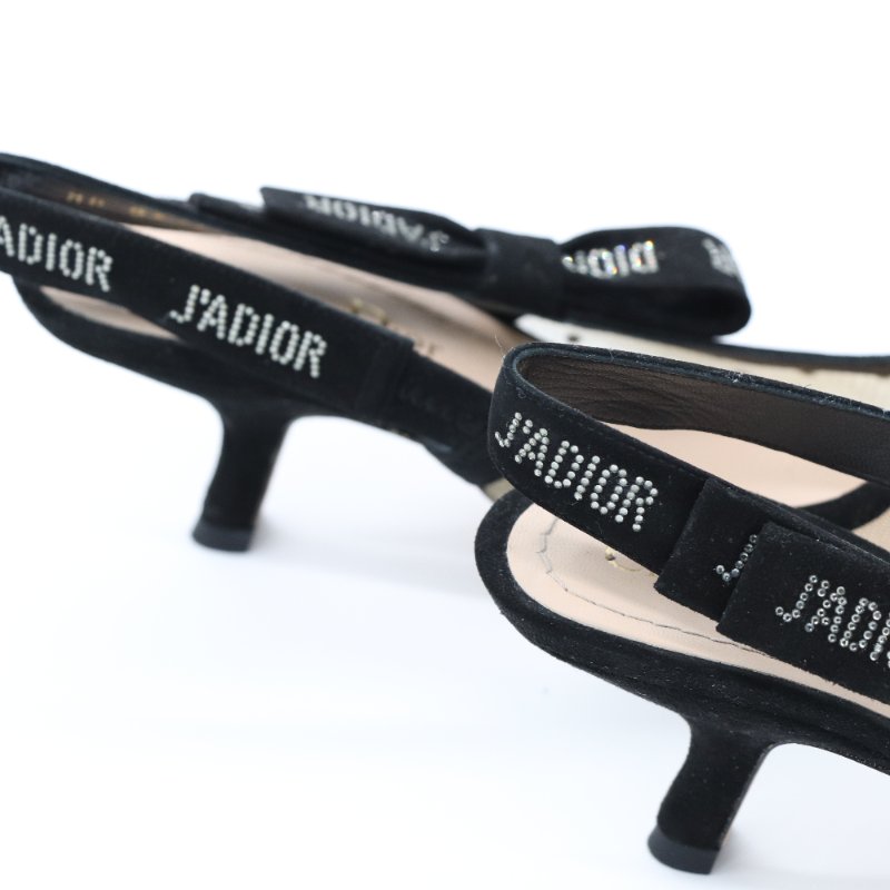Dior 迪奧 黑色 波點 J'Adior 蕾絲 蝴蝶結 小貓根 EU34 1/2-8