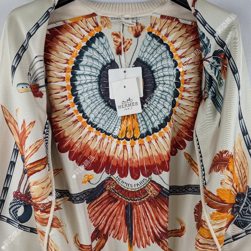 莉亞精品♡Hermes 絲質內裡米白羊毛針織衫 尺碼36 全新閒置-4