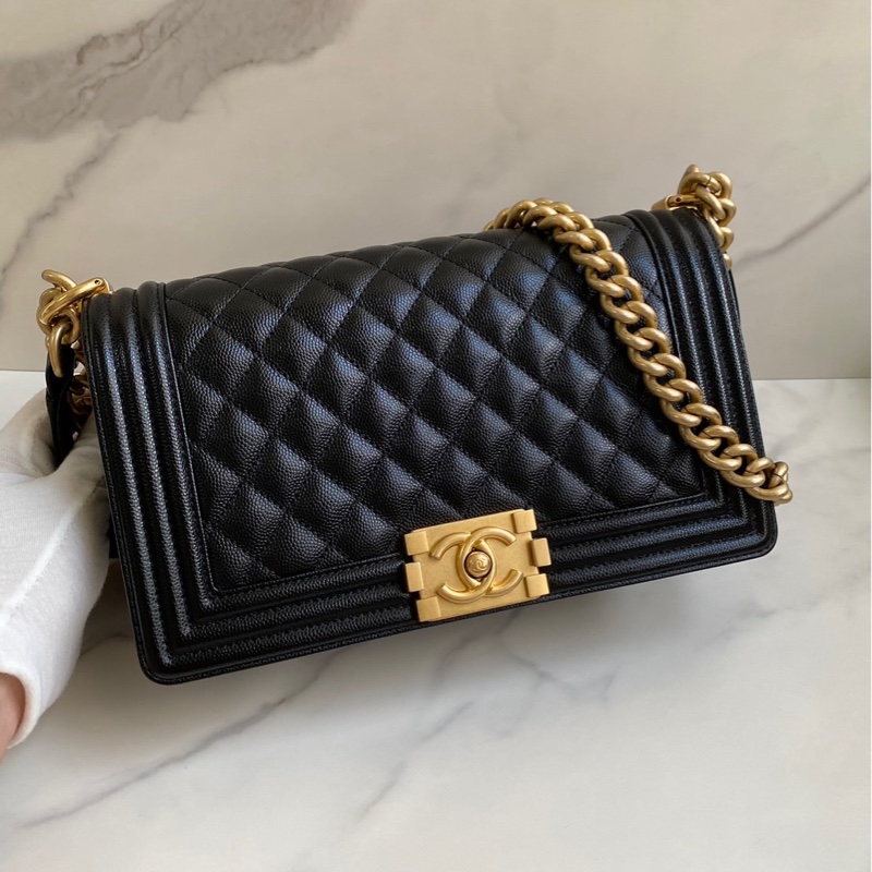 Chanel boy25 荔枝皮金釦 晶片款💕-3