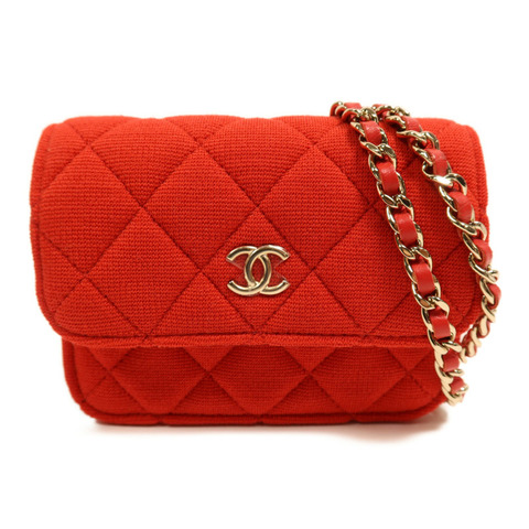 CHANEL 帆布Chain Shoulder Bag金扣鏈帶肩背袋