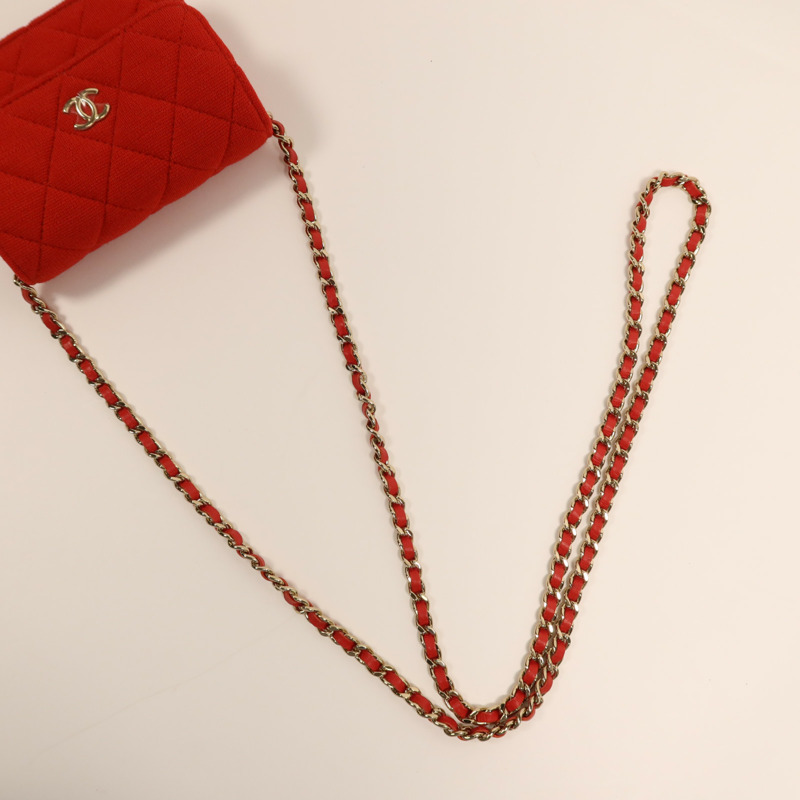 CHANEL 帆布Chain Shoulder Bag金扣鏈帶肩背袋-9