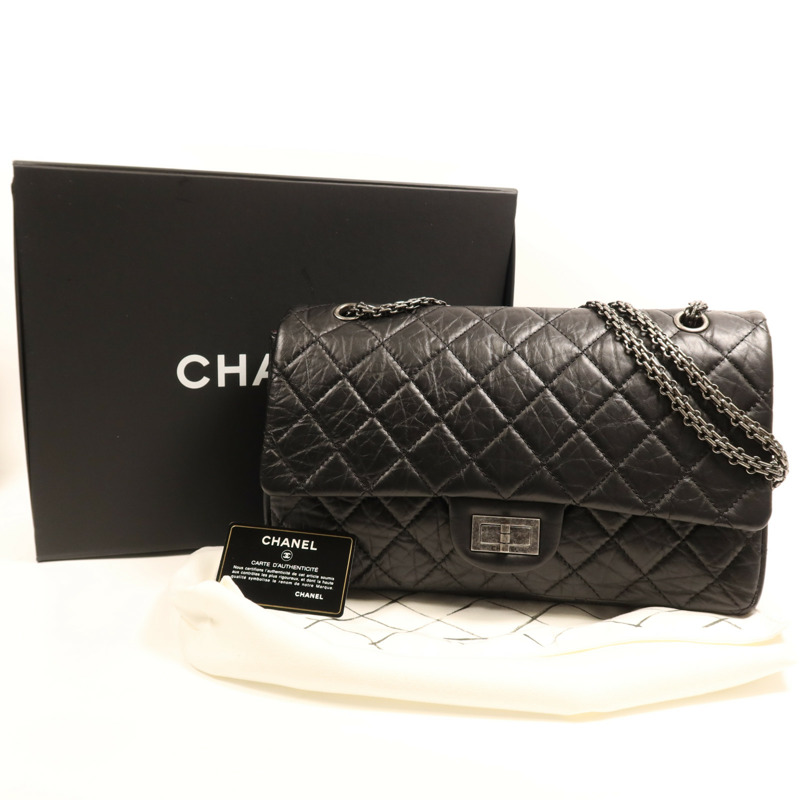 CHANEL 牛皮皮革2.55銀扣鏈帶肩背袋-5