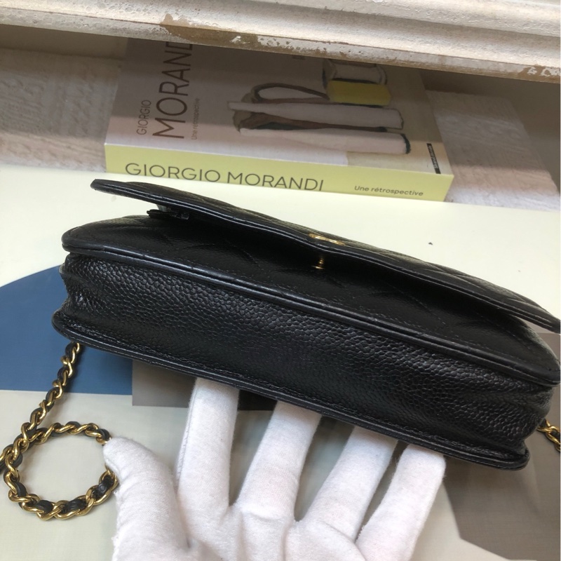 Chanel牛皮荔枝纹 黑金woc-2