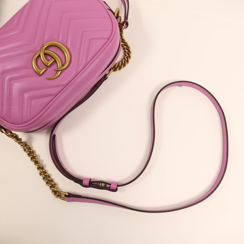 GUCCI 牛皮皮革GG Marmont金扣肩背袋-7