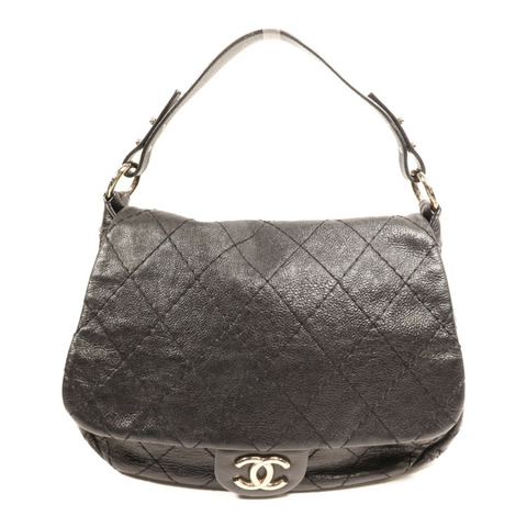 CHANEL 牛皮皮革Shoulder Bag銀扣肩背袋