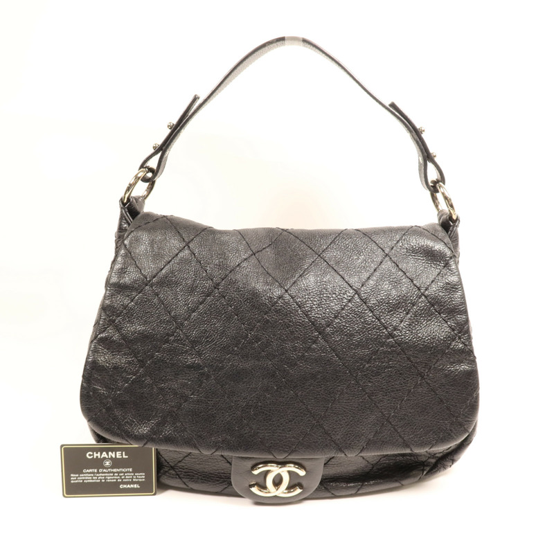 CHANEL 牛皮皮革Shoulder Bag銀扣肩背袋-5