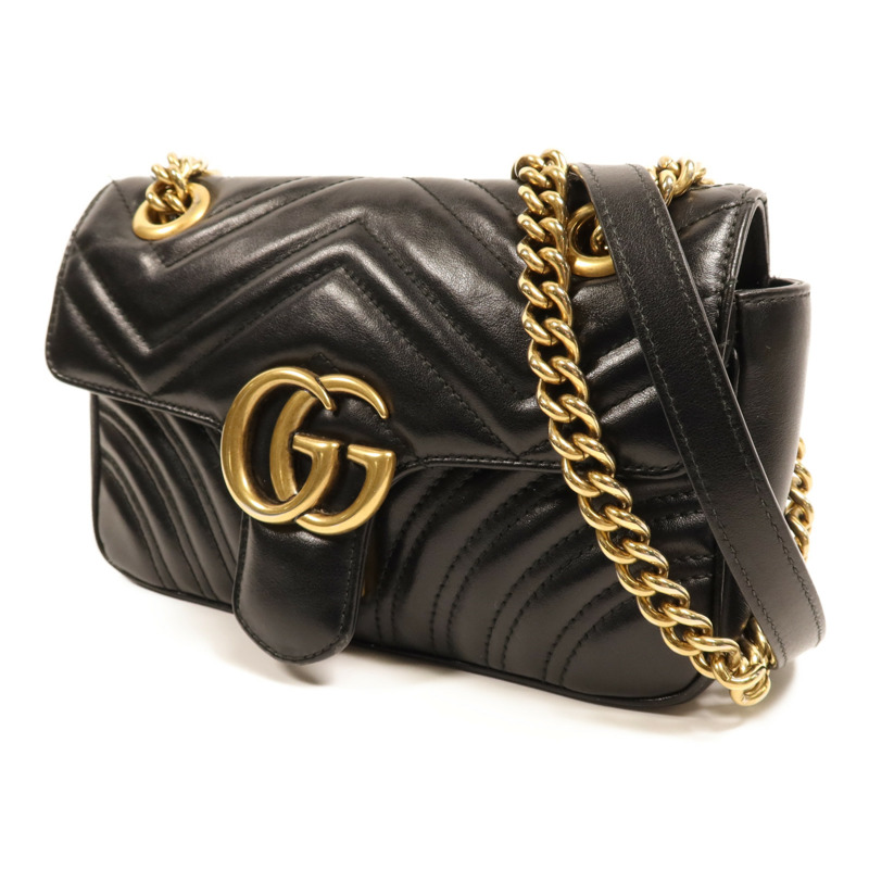 GUCCI 牛皮皮革GG Marmont金扣鏈帶肩背袋-2