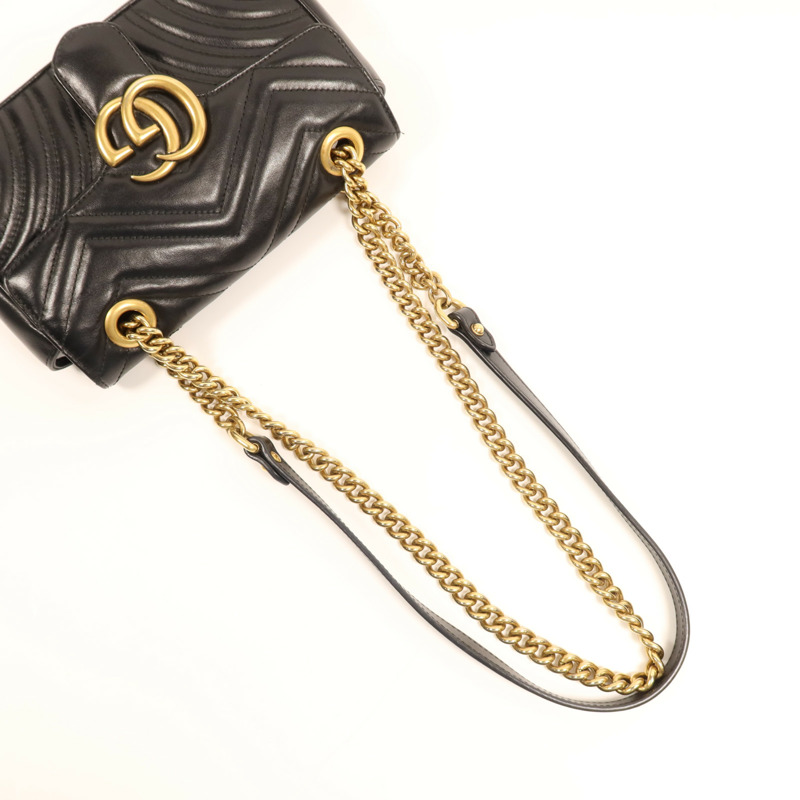 GUCCI 牛皮皮革GG Marmont金扣鏈帶肩背袋-7