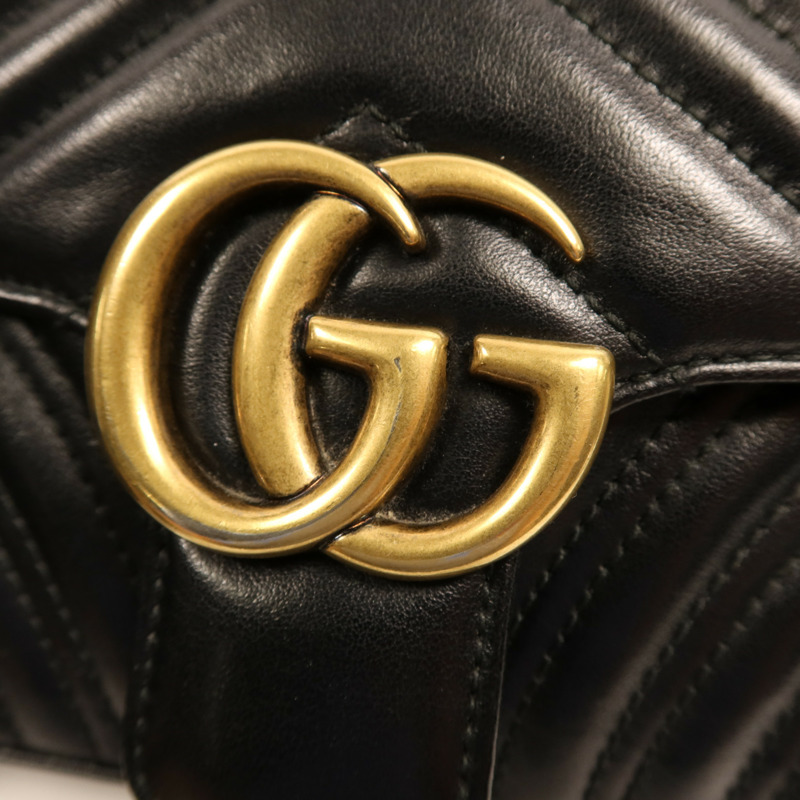 GUCCI 牛皮皮革GG Marmont金扣鏈帶肩背袋-12