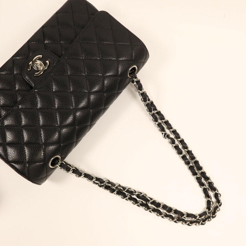CHANEL 牛皮皮革Classic 25銀扣鏈帶肩背袋-5