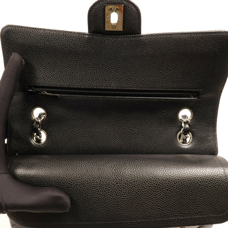 CHANEL 牛皮皮革Classic 25銀扣鏈帶肩背袋-9