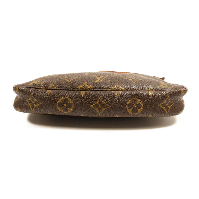 LOUIS VUITTON Monogram Pochette Accessoires金扣手挽袋棕色-3