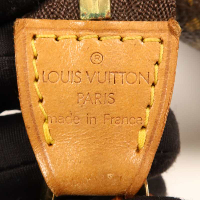LOUIS VUITTON Monogram Pochette Accessoires金扣手挽袋棕色-5