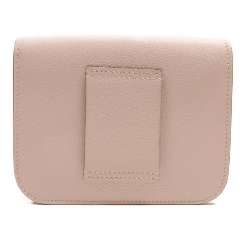 HERMES Evercolor皮革Constance Silm銀扣手拿包Rose Dragee-1