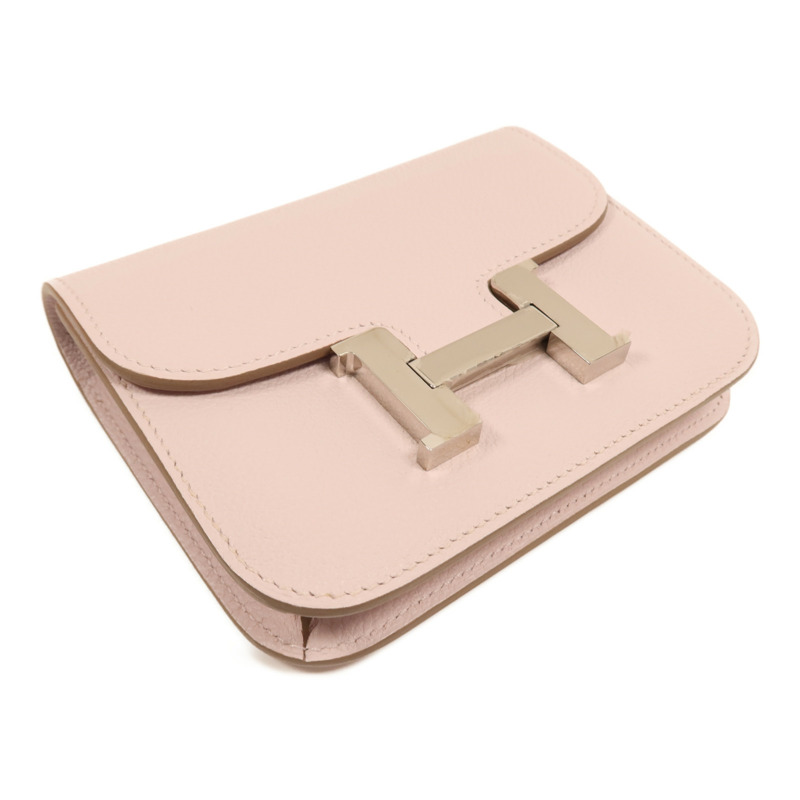 HERMES Evercolor皮革Constance Silm銀扣手拿包Rose Dragee-2